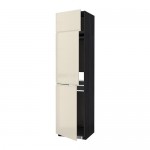 METOD выс шкаф для хол/мороз с 3 дверями черный/Воксторп глянцевый светло-бежевый 60x60x240 см