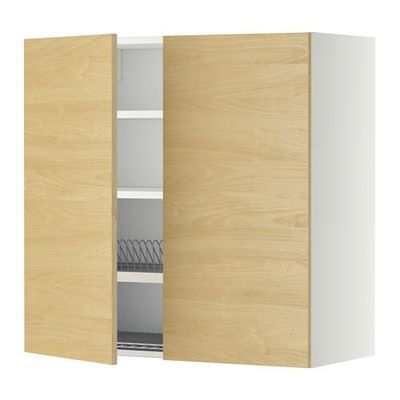 МЕТОД Навесной шкаф с посуд суш/2 дврц - 80x80 см, Тингсрид под березу, белый