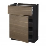 МЕТОД / МАКСИМЕРА Напольный шкаф с ящиком/дверью - под дерево черный, Воксторп под грецкий орех, 60x37 см