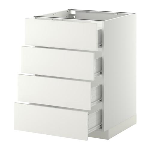 МЕТОД / ФОРВАРА Напольн шкаф 4 фронт панели/4 ящика - белый, Хэггеби белый, 60x60 см