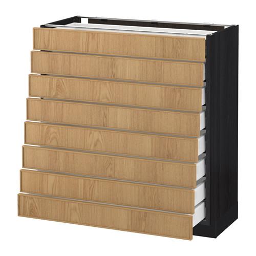 МЕТОД / МАКСИМЕРА Наполн шкаф 8 фронт/8 низк ящиков - под дерево черный, Экестад дуб, 80x37 см МЕТОД / МАКСИМЕРА Наполн шкаф 8 фронт/8 низк ящиков - под дерево черный, Экестад дуб, 80x37 см