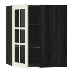 МЕТОД Углов навесн шк с полками/сткл дв - под дерево черный, Будбин белый с оттенком, 68x80 см МЕТОД Углов навесн шк с полками/сткл дв - под дерево черный, Будбин белый с оттенком, 68x80 см