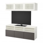 БЕСТО Шкаф для ТВ, комбин/стеклян дверцы - белый Грундсвикен/темно-серый прозрачное стекло, направляющие ящика,нажимные БЕСТО Шкаф для ТВ, комбин/стеклян дверцы - белый Грундсвикен/темно-серый прозрачное стекло, направляющие ящика,нажимные