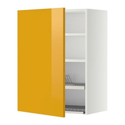 МЕТОД Шкаф навесной с сушкой - 60x80 см, Ерста глянцевый желтый, белый