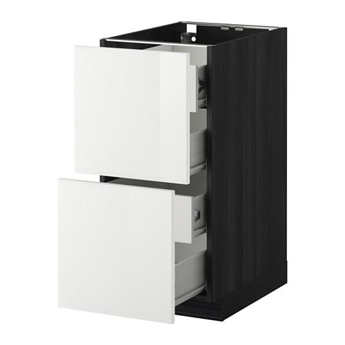 МЕТОД / ФОРВАРА Напольн шкаф 2 фронт пнл/4 средн ящ - под дерево черный, Рингульт глянцевый белый, 40x60 см МЕТОД / ФОРВАРА Напольн шкаф 2 фронт пнл/4 средн ящ - под дерево черный, Рингульт глянцевый белый, 40x60 см
