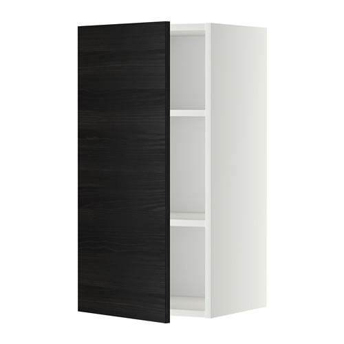 METOD шкаф навесной с полкой белый/Тингсрид черный 40x38.6x80 cm