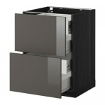 МЕТОД / ФОРВАРА Напольн шкаф 2 фронт пнл/4 средн ящ - под дерево черный, Рингульт глянцевый серый, 60x60 см МЕТОД / ФОРВАРА Напольн шкаф 2 фронт пнл/4 средн ящ - под дерево черный, Рингульт глянцевый серый, 60x60 см