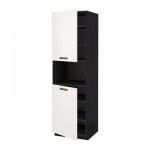 МЕТОД Выс шкаф д/СВЧ/2 дверцы/полки - 60x60x200 см, Мэрста белый, под дерево черный