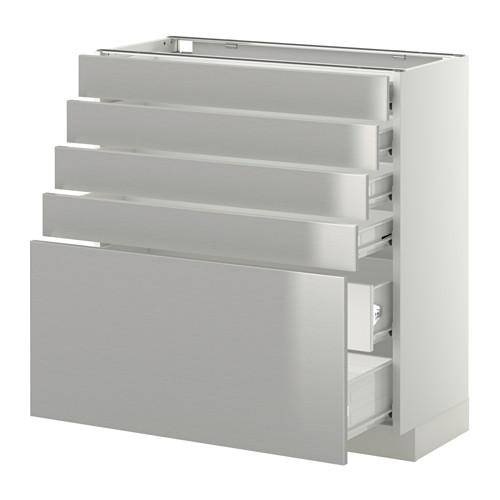 МЕТОД / ФОРВАРА Нплн шк 5фронт/4нзк/2срд ящ - белый, Гревста нержавеющ сталь, 80x37 см