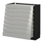 МЕТОД / МАКСИМЕРА Наполн шкаф 8 фронт/8 низк ящиков - под дерево черный, Гревста нержавеющ сталь, 80x37 см МЕТОД / МАКСИМЕРА Наполн шкаф 8 фронт/8 низк ящиков - под дерево черный, Гревста нержавеющ сталь, 80x37 см