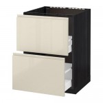МЕТОД / МАКСИМЕРА Напольн шк п-мойку+2фрнт пнл/2 ящ - под дерево черный, Воксторп глянцевый светло-бежевый, 60x60 см МЕТОД / МАКСИМЕРА Напольн шк п-мойку+2фрнт пнл/2 ящ - под дерево черный, Воксторп глянцевый светло-бежевый, 60x60 см