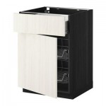 МЕТОД / ФОРВАРА Напольн шкаф с пров корз/ящ/дверью - 60x60 см, Росдаль белый ясень, под дерево черный
