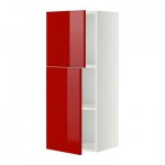 МЕТОД Навесной шкаф с полками/2дверцы - 40x100 см, Рингульт глянцевый красный, белый МЕТОД Навесной шкаф с полками/2дверцы - 40x100 см, Рингульт глянцевый красный, белый