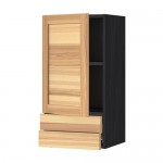 МЕТОД / ФОРВАРА Навесной шкаф с дверцей/2 ящика - под дерево черный, Торхэмн естественный ясень, 40x80 см
