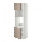 МЕТОД Выс шкаф д/духовки/СВЧ/2 дв/полки - 60x60x200 см, Брокхульт под грецкий орех светло-серый, белый