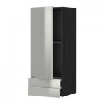 МЕТОД / ФОРВАРА Навесной шкаф с дверцей/2 ящика - 40x100 см, Гревста нержавеющ сталь, под дерево черный МЕТОД / ФОРВАРА Навесной шкаф с дверцей/2 ящика - 40x100 см, Гревста нержавеющ сталь, под дерево черный