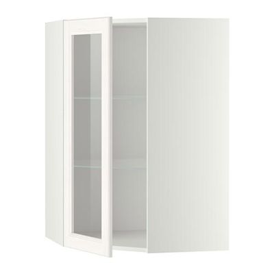 МЕТОД Углов навесн шк с полками/сткл дв - 68x100 см, Лаксарби белый, белый МЕТОД Углов навесн шк с полками/сткл дв - 68x100 см, Лаксарби белый, белый