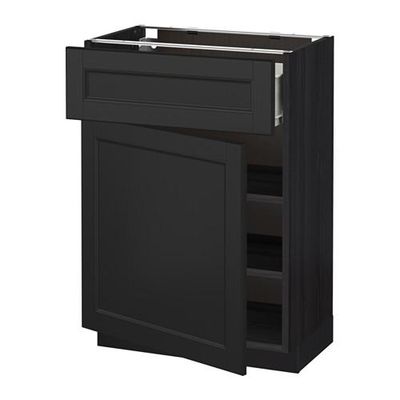 МЕТОД / ФОРВАРА Напольный шкаф с ящиком/дверью - 60x37 см, Лаксарби черно-коричневый, под дерево черный МЕТОД / ФОРВАРА Напольный шкаф с ящиком/дверью - 60x37 см, Лаксарби черно-коричневый, под дерево черный