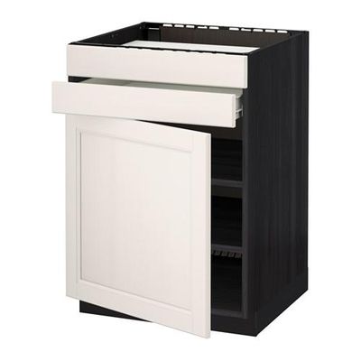 МЕТОД / ФОРВАРА Нап шк д/вар панели/дв/2фасада/1ящ - Лаксарби белый, под дерево черный