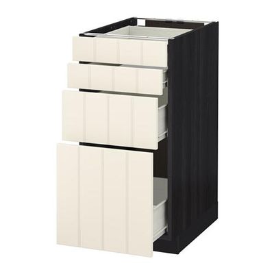 МЕТОД / ФОРВАРА Напольн шкаф 4 фронт панели/4 ящика - 40x60 см, Хитарп белый с оттенком, под дерево черный МЕТОД / ФОРВАРА Напольн шкаф 4 фронт панели/4 ящика - 40x60 см, Хитарп белый с оттенком, под дерево черный