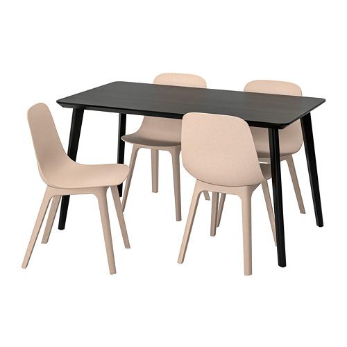 ODGER/LISABO стол и 4 стула