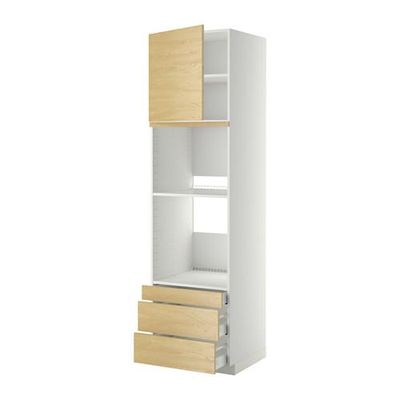 МЕТОД / МАКСИМЕРА Выс шкаф д/дхвк/комб дхвк+двр/3ящ - 60x60x220 см, белый, Тингсрид под березу