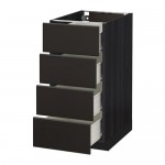 МЕТОД / ФОРВАРА Напольн шкаф 4 фронт панели/4 ящика - под дерево черный, Кунгсбакка антрацит, 40x60 см МЕТОД / ФОРВАРА Напольн шкаф 4 фронт панели/4 ящика - под дерево черный, Кунгсбакка антрацит, 40x60 см