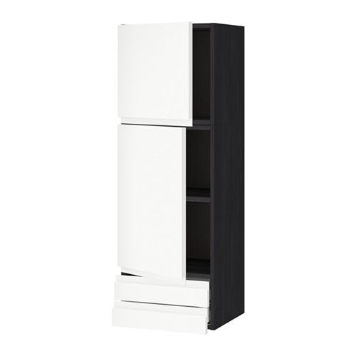 МЕТОД / МАКСИМЕРА Навесной шкаф/2дверцы/2ящика - под дерево черный, Воксторп белый, 40x120 см