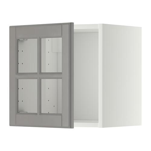 МЕТОД Навесной шкаф со стеклянной дверью - белый, Будбин серый