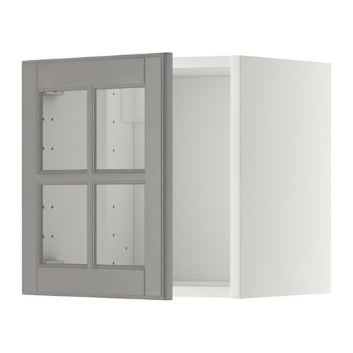 МЕТОД Навесной шкаф со стеклянной дверью - белый, Будбин серый