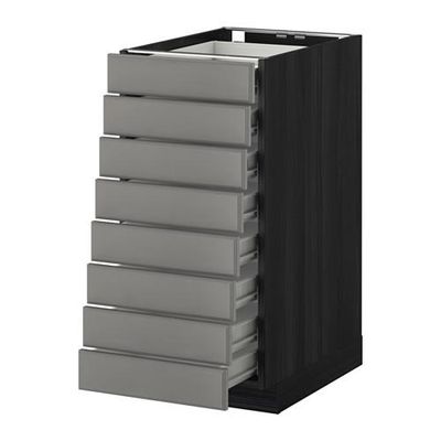 МЕТОД / ФОРВАРА Наполн шкаф 8 фронт/8 низк ящиков - 40x60 см, Будбин серый, под дерево черный