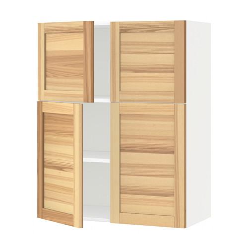 МЕТОД Навесной шкаф с полками/4дверцы - белый, Торхэмн естественный ясень