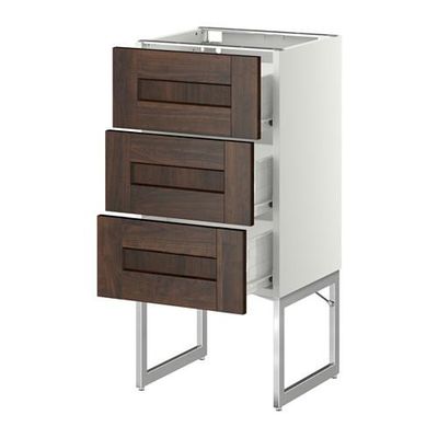 МЕТОД / ФОРВАРА Нплн шк 3 фрнт/3 средн ящика - 40x37x60 см, Эдсерум под дерево коричневый, белый МЕТОД / ФОРВАРА Нплн шк 3 фрнт/3 средн ящика - 40x37x60 см, Эдсерум под дерево коричневый, белый