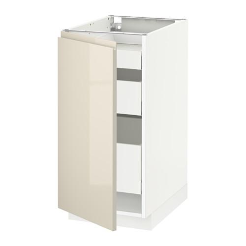 МЕТОД / МАКСИМЕРА Напольный шкаф с 1двр/3ящ - белый, Воксторп глянцевый светло-бежевый, 40x60 см МЕТОД / МАКСИМЕРА Напольный шкаф с 1двр/3ящ - белый, Воксторп глянцевый светло-бежевый, 40x60 см