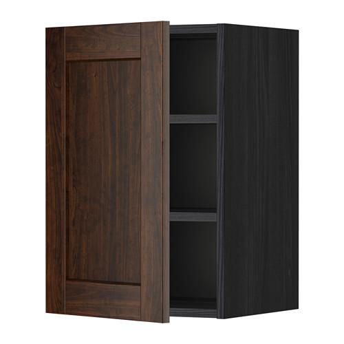 МЕТОД Шкаф навесной с полкой - под дерево черный, Эдсерум под дерево коричневый, 40x60 см