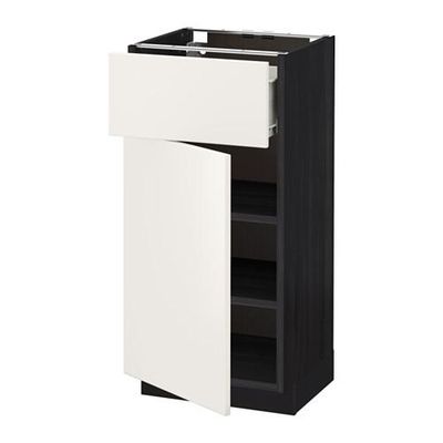 МЕТОД / ФОРВАРА Напольный шкаф с ящиком/дверью - 40x37 см, Веддинге белый, под дерево черный МЕТОД / ФОРВАРА Напольный шкаф с ящиком/дверью - 40x37 см, Веддинге белый, под дерево черный