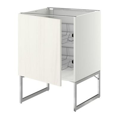 МЕТОД Напольный шкаф с проволочн ящиками - 60x60x60 см, Росдаль белый ясень, белый