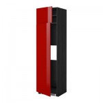 МЕТОД Выс шкаф д/холодильн или морозильн - 60x60x220 см, Рингульт глянцевый красный, под дерево черный