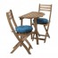 ASKHOLMEN стол+2 складных стула, д/сада серо-коричневая морилка/Иттерон синий