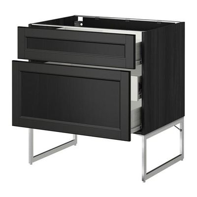 МЕТОД / ФОРВАРА Наполн шк 2 фрнт/3 средн ящ - 80x60x60 см, Лаксарби черно-коричневый, под дерево черный