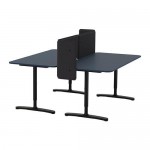 БЕКАНТ Стол с экраном - линолеум синий/черный