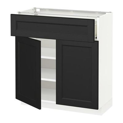 МЕТОД / ФОРВАРА Напольный шкаф+ящик/2дверцы - 80x37 см, Лаксарби черно-коричневый, белый МЕТОД / ФОРВАРА Напольный шкаф+ящик/2дверцы - 80x37 см, Лаксарби черно-коричневый, белый
