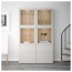 БЕСТО Комбинация д/хранения+стекл дверц - под беленый дуб Синдвик/Лаппвикен светло-серый прозрачное стекло, направляющие ящика,нажимные