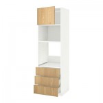 МЕТОД / ФОРВАРА Высок шкаф д/духовки/СВЧ/дверца/3ящ - 60x60x200 см, Экестад дуб, белый МЕТОД / ФОРВАРА Высок шкаф д/духовки/СВЧ/дверца/3ящ - 60x60x200 см, Экестад дуб, белый