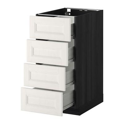 МЕТОД / ФОРВАРА Напольн шкаф 4 фронт панели/4 ящика - 40x60 см, Лаксарби белый, под дерево черный