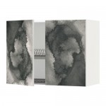 МЕТОД Навесной шкаф с посуд суш/2 дврц - белый, Кальвиа с печатным рисунком, 80x60 см