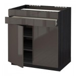 МЕТОД / ФОРВАРА Нап шк д/вар панели/2ящ/2фасада/1ящ - Рингульт глянцевый серый, под дерево черный