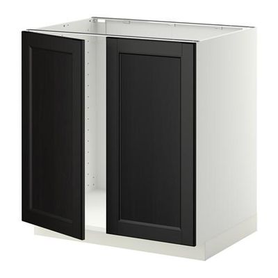 МЕТОД Напольн шкаф д раковины+2 двери - Лаксарби черно-коричневый, белый МЕТОД Напольн шкаф д раковины+2 двери - Лаксарби черно-коричневый, белый