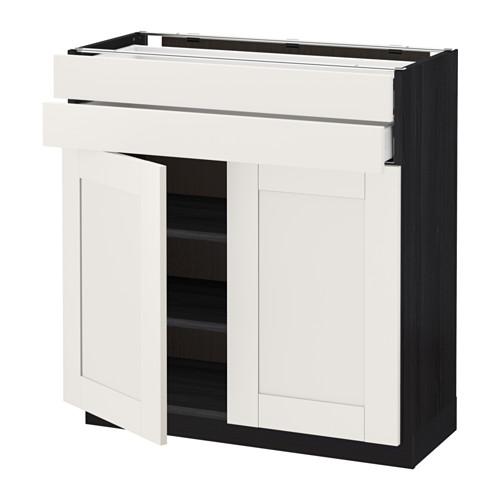 МЕТОД / МАКСИМЕРА Напольный шкаф/2дверцы/2ящика - под дерево черный, Сэведаль белый, 80x37 см МЕТОД / МАКСИМЕРА Напольный шкаф/2дверцы/2ящика - под дерево черный, Сэведаль белый, 80x37 см