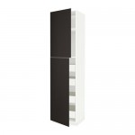 МЕТОД / ФОРВАРА Высокий шкаф/2дверцы/4ящика - белый, Кунгсбакка антрацит, 60x60x240 см